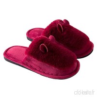 [rouge] Pantoufles confortables en peluche d'hiver pour femmes - B077M9XPNP